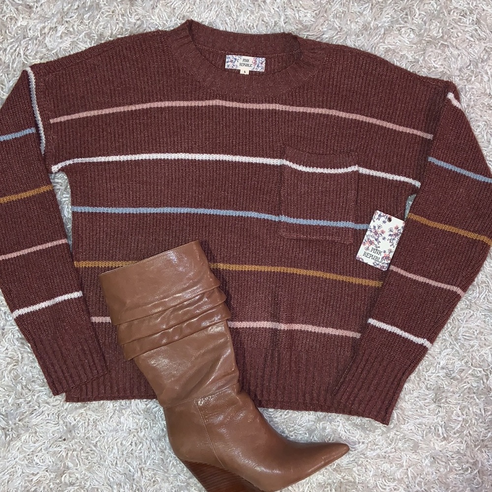 💥$10 SALE💥 NWT! Multi Stripe Sweater- Pink Republic